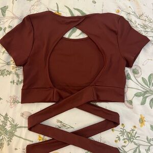 Chic Brown Women's Cross-Back Crop Top